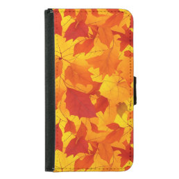 Autumn sunny shiny leaves design samsung galaxy s5 wallet case