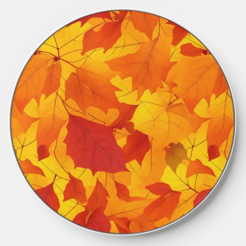 Autumn sunny shiny leaves design wireless charger 