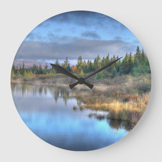 Autumn Sunrise at Moosehead Lake Maine Large Clock (Front)
