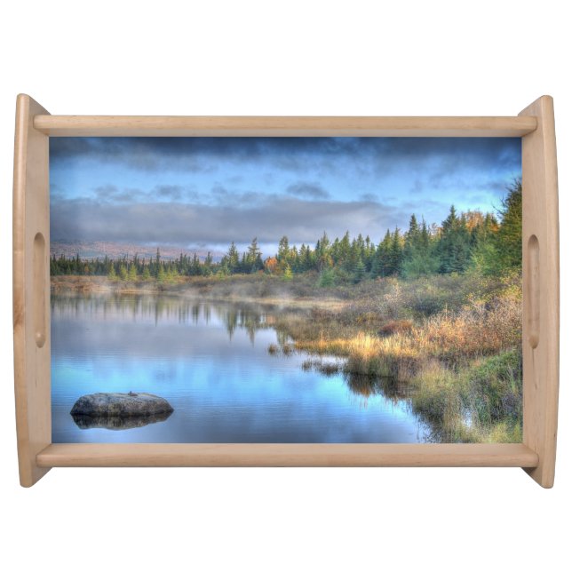 Autumn Sunrise at Moosehead Lake Maine Serving Tray (Front)