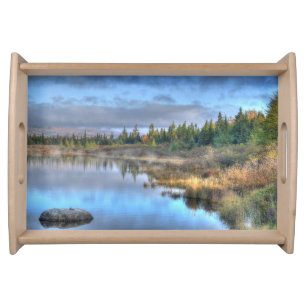Autumn Sunrise at Moosehead Lake Maine Serving Tray