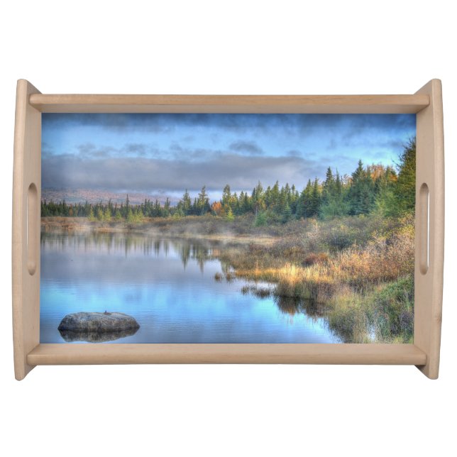 Autumn Sunrise at Moosehead Lake Maine Serving Tray (Front)