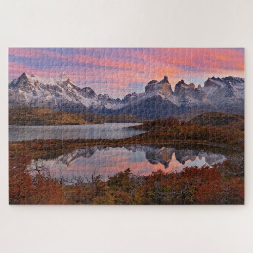 Autumn Sunrise in Torres del Paine Chile Jigsaw Puzzle