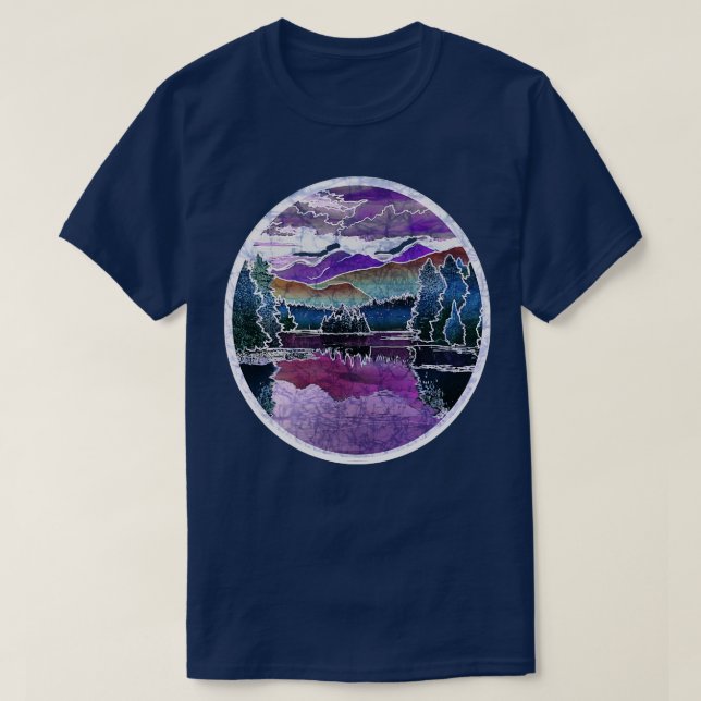 Autumn Sunset Adirondack Mountains Lake fall leave T-Shirt (Design Front)