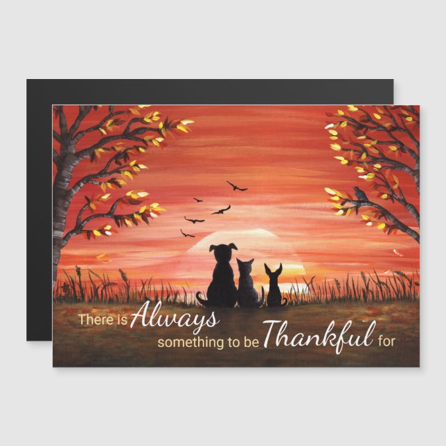 Autumn Sunset Always Thankful Card Magnet (Front/Back)