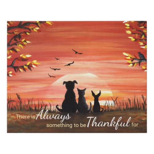 Autumn Sunset Always Thankful Faux Canvas Print