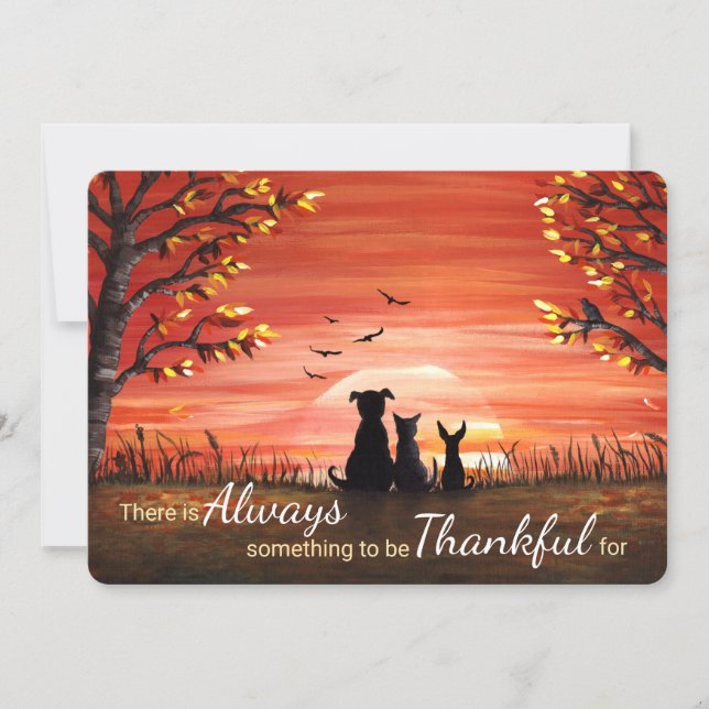 Autumn Sunset Always Thankful Flat Card (Front)