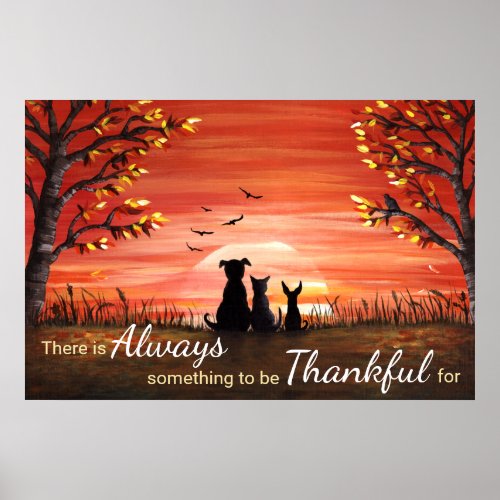 Autumn Sunset Always Thankful Poster