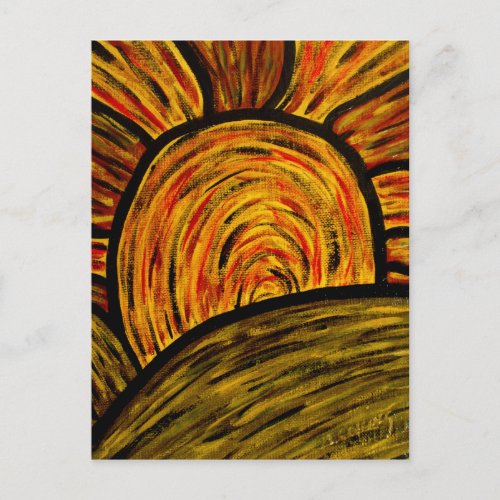 Autumn Sunset Art Postcard