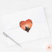 Autumn Sunset Dog and Cat Fall Heart Sticker (Envelope)