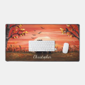 Autumn Sunset Dog and Cat Personalized Desk Mat (Keyboard & Mouse)