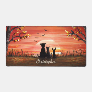 Autumn Sunset Dog and Cat Personalized Desk Mat