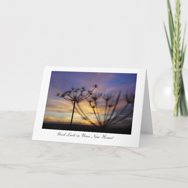Autumn Sunset Echoes - Good Luck In Your New Home Card (Front)