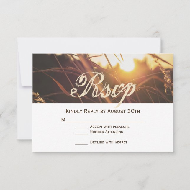 Autumn Sunset Fall Wedding RSVP Cards (Front)
