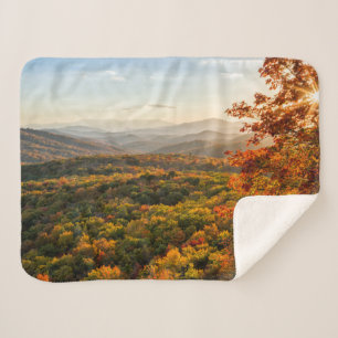 Autumn Sunset North Carolina Sherpa Blanket