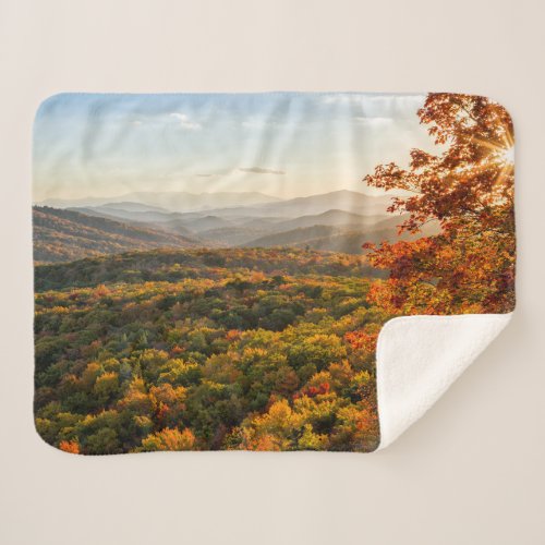 Autumn Sunset  North Carolina Sherpa Blanket