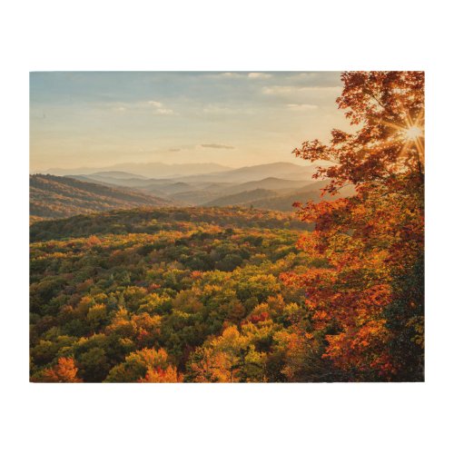 Autumn Sunset  North Carolina Wood Wall Art