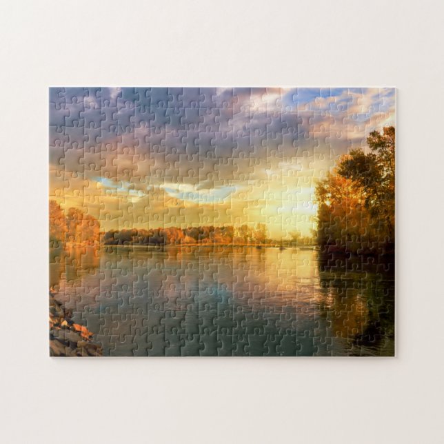 Autumn Sunset on the River. Jigsaw Puzzle (Horizontal)
