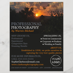 Autumn Sunset, Photography, Photographer Hire Flyer