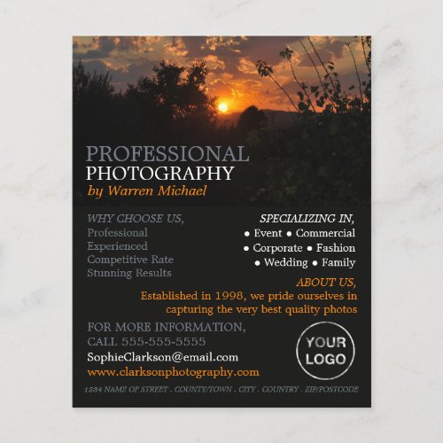 Autumn Sunset Photography Photographer Hire Flyer