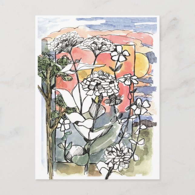 Autumn Sunset Summer Garden Desert Postcard (Front)