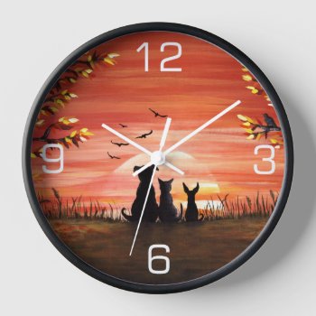 Autumn Sunset Wall Clock by ironydesignphotos at Zazzle
