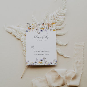 Autumn Sunshine Elegant Wildflower Minimalist RSVP Card