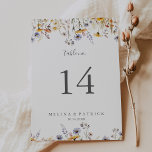 Autumn Sunshine Elegant Wildflower Wedding Table Number<br><div class="desc">This autumn sunshine elegant wildflower wedding table number is perfect for a rustic wedding. The design features multiple watercolor purple,  violet,  yellow flowers,  burgundy buds and olive green foliage beautifully grouped into bouquets.

This is a double sided table number. Add each table number you need to your cart individually.</div>