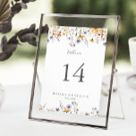 Autumn Sunshine Elegant Wildflower Wedding Table Number<br><div class="desc">This autumn sunshine elegant wildflower wedding table number is perfect for a rustic wedding. The design features multiple watercolor purple,  violet,  yellow flowers,  burgundy buds and olive green foliage beautifully grouped into bouquets.

This is a double sided table number. Add each table number you need to your cart individually.</div>