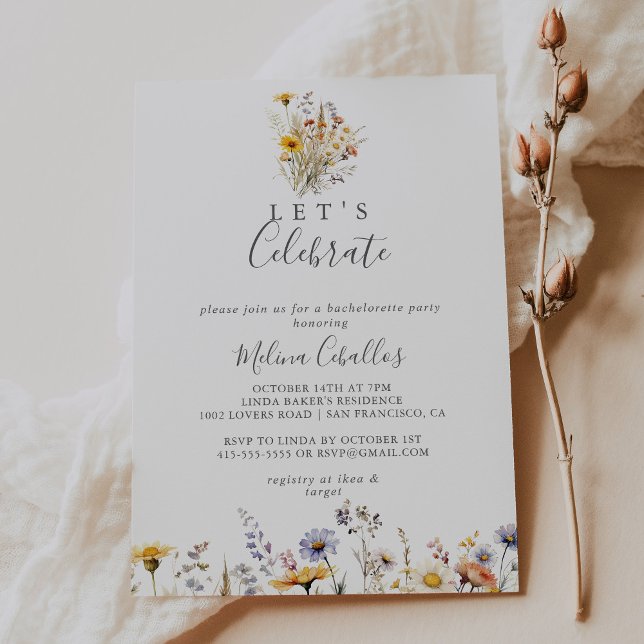 Autumn Sunshine Wildflower Let's Celebrate Party Invitation (Creator Uploaded)