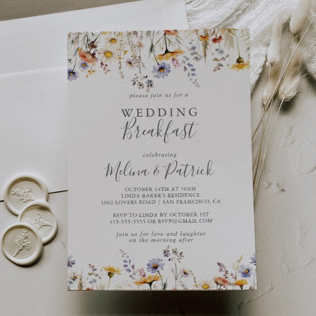 Autumn Sunshine Wildflower Wedding Breakfast Invitation (Creator Uploaded)
