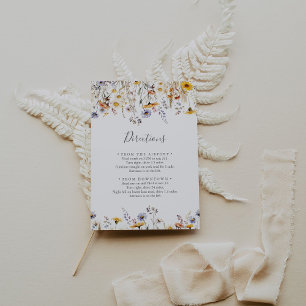 Autumn Sunshine Wildflower Wedding Directions Enclosure Card