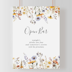 Autumn Sunshine Wildflower Wedding Open Bar Poster