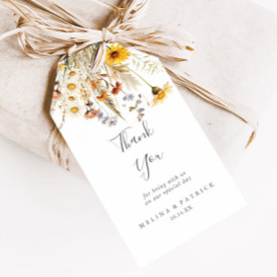 Autumn Sunshine Wildflower Wedding Thank You Gift Tags