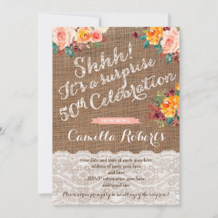 Autumn Surprise 50th Birthday Invitations for lady