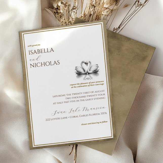Autumn Swan Lake Wedding Invite (Wedding Invite)