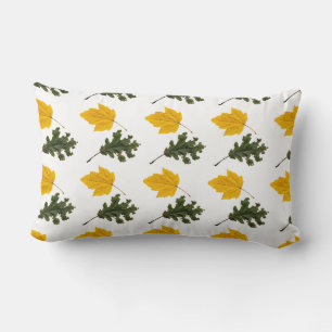 Autumn Symmetry Leaf Pattern Lumbar Pillow