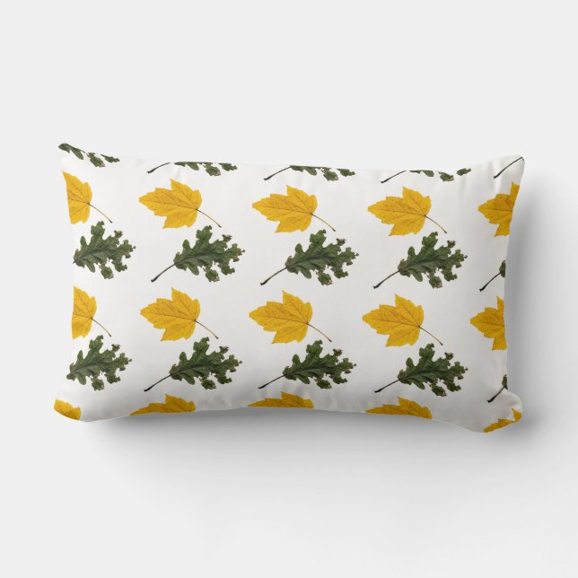 Autumn Symmetry Leaf Pattern Lumbar Pillow (Back)