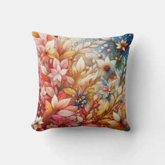 “Autumn Symphony: A Floral Illustration” Throw Pillow