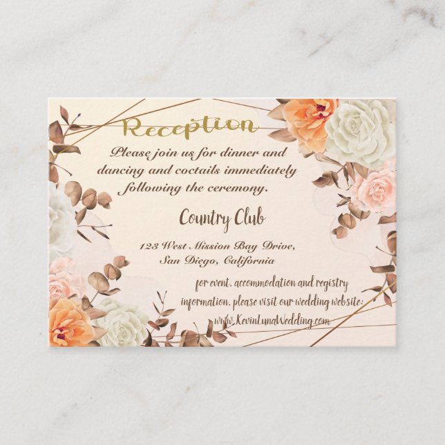 Autumn Symphony Wedding Reception Insert Card (Front)