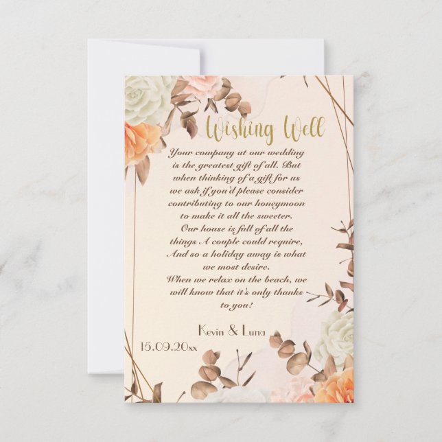 Autumn Symphony Wedding Wishing Well Card (Front)