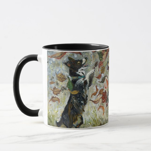 Autumn Tailwag Whimsical Golden Retriever Dogs Oil Mug (Left)