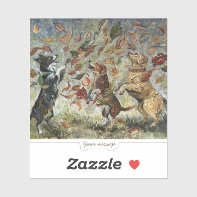 Autumn Tailwag Whimsical Golden Retriever Dogs Oil Sticker (Sheet)