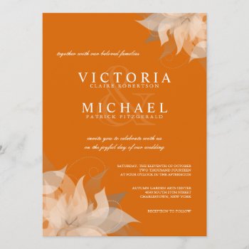 Autumn Tangerine Floral Wedding Invitations by deluxebridal at Zazzle
