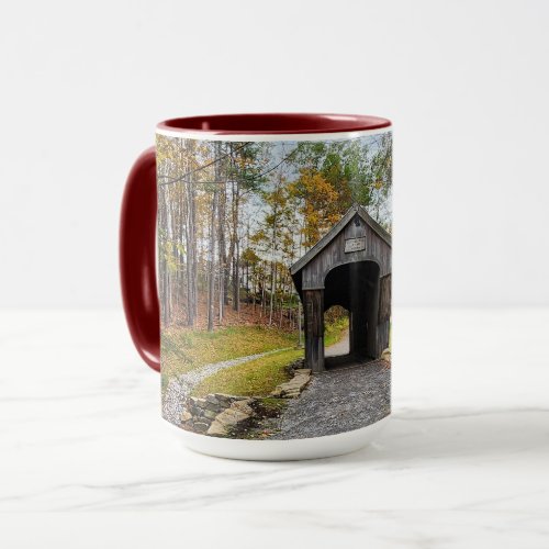 Autumn tannery hill covered bridge NH  Mug