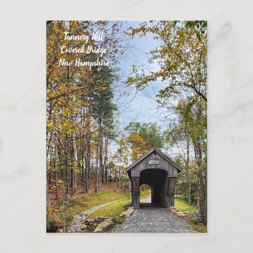 Autumn tannery hill covered bridge NH  Postcard