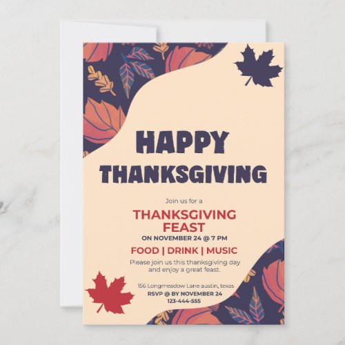 Autumn Tapestry of Thanksgiving in Vivid Detail Invitation