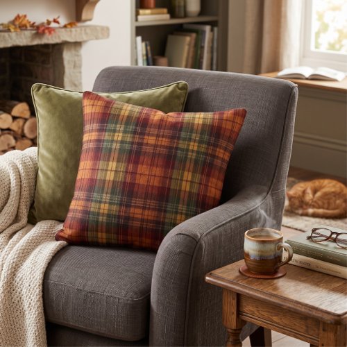 Autumn Tartan Plaid - Fall Rustic Harvest Throw Pillow