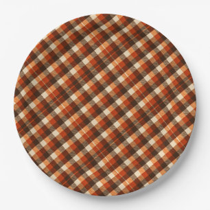 Autumn Tartan Plaid Pattern Rustic Fall Paper Plates