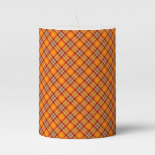 Autumn Tartan Rustic Country Fall Plaid Design Pillar Candle